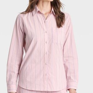 Universal Thread NWT Striped 100% Cotton Relaxed Fit Collar Button down Blouse